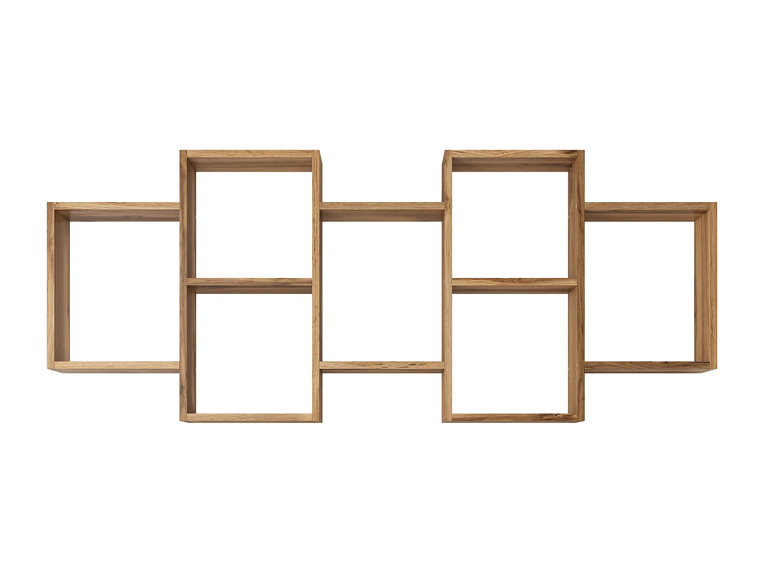 Étagère murale ou posée moderne pour salon, chambre et bureau, carré chêne wotan