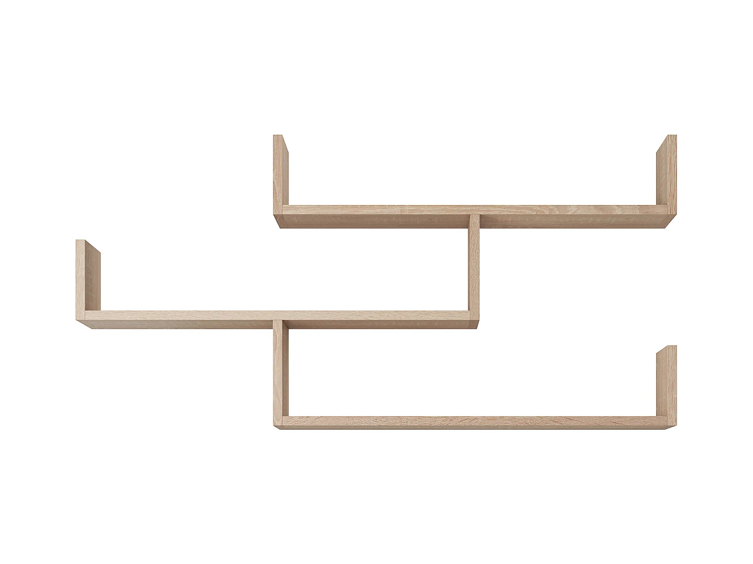 Trzypoziomowa półka wisząca, nowoczesna półka ścienna do salonu, 119 cm dąb sonoma