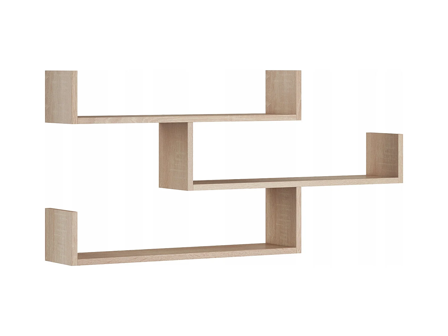 Trzypoziomowa półka wisząca, nowoczesna półka ścienna do salonu, 119 cm dąb sonoma
