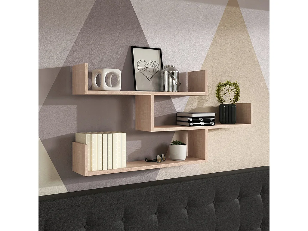 Étagère murale à trois niveaux, étagère murale moderne pour salon, 119 cm chêne sonoma