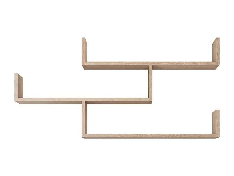 Prateleira suspensa de três níveis, prateleira de parede moderna para sala, 119 cm carvalho sonoma