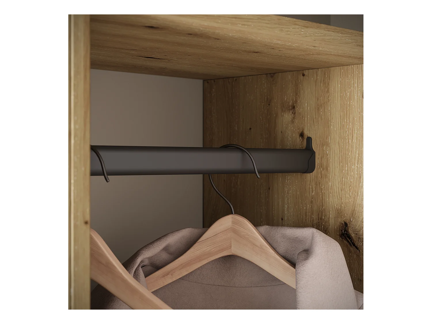 Nowoczesna garderoba 90 cm szafa do przedpokoju z lustrem półkami i drążkiem mat artisan biały