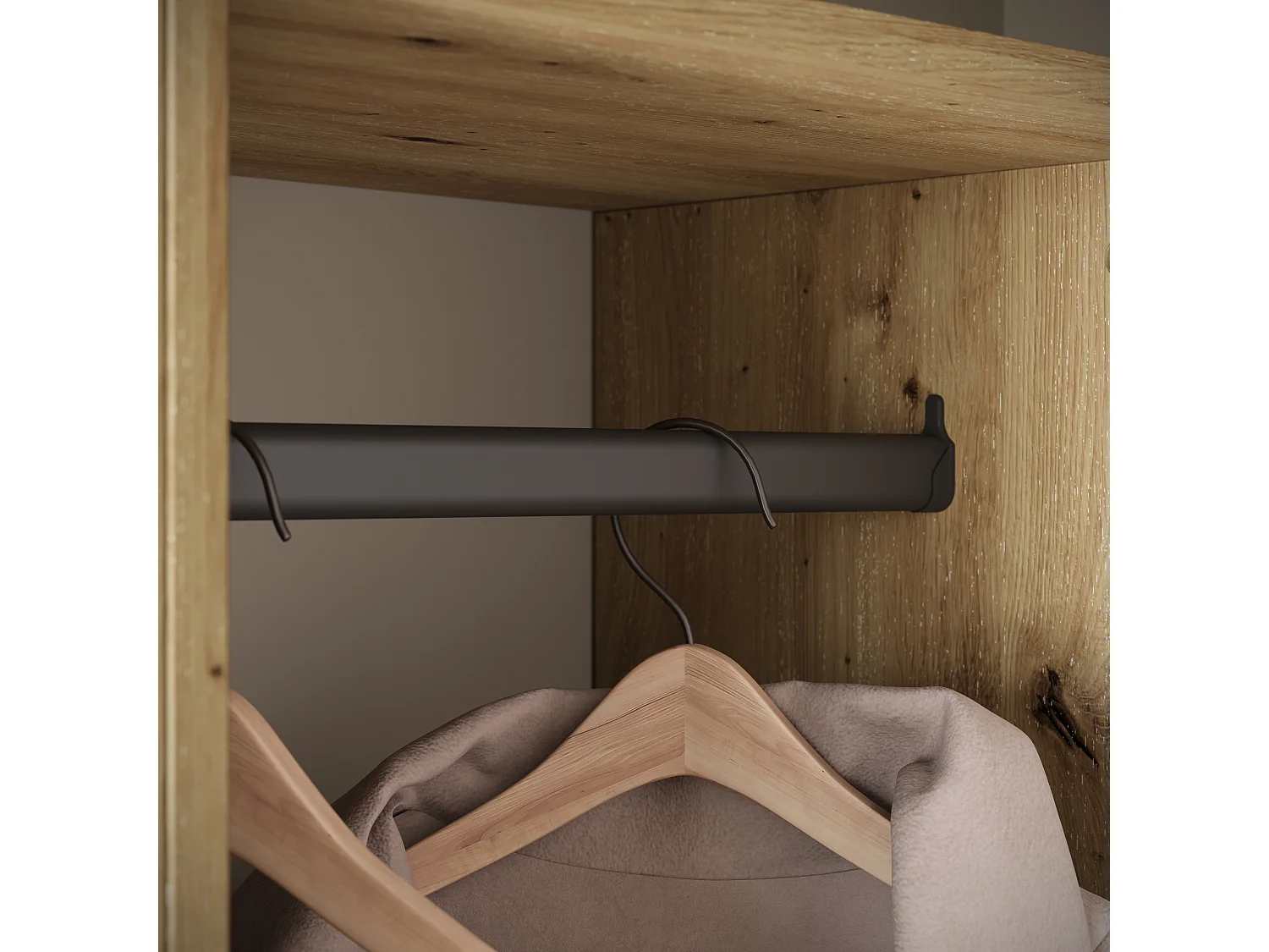 Armoire moderne 90 cm armoire dentrée avec miroir étagères et tringle mat artisan blanc