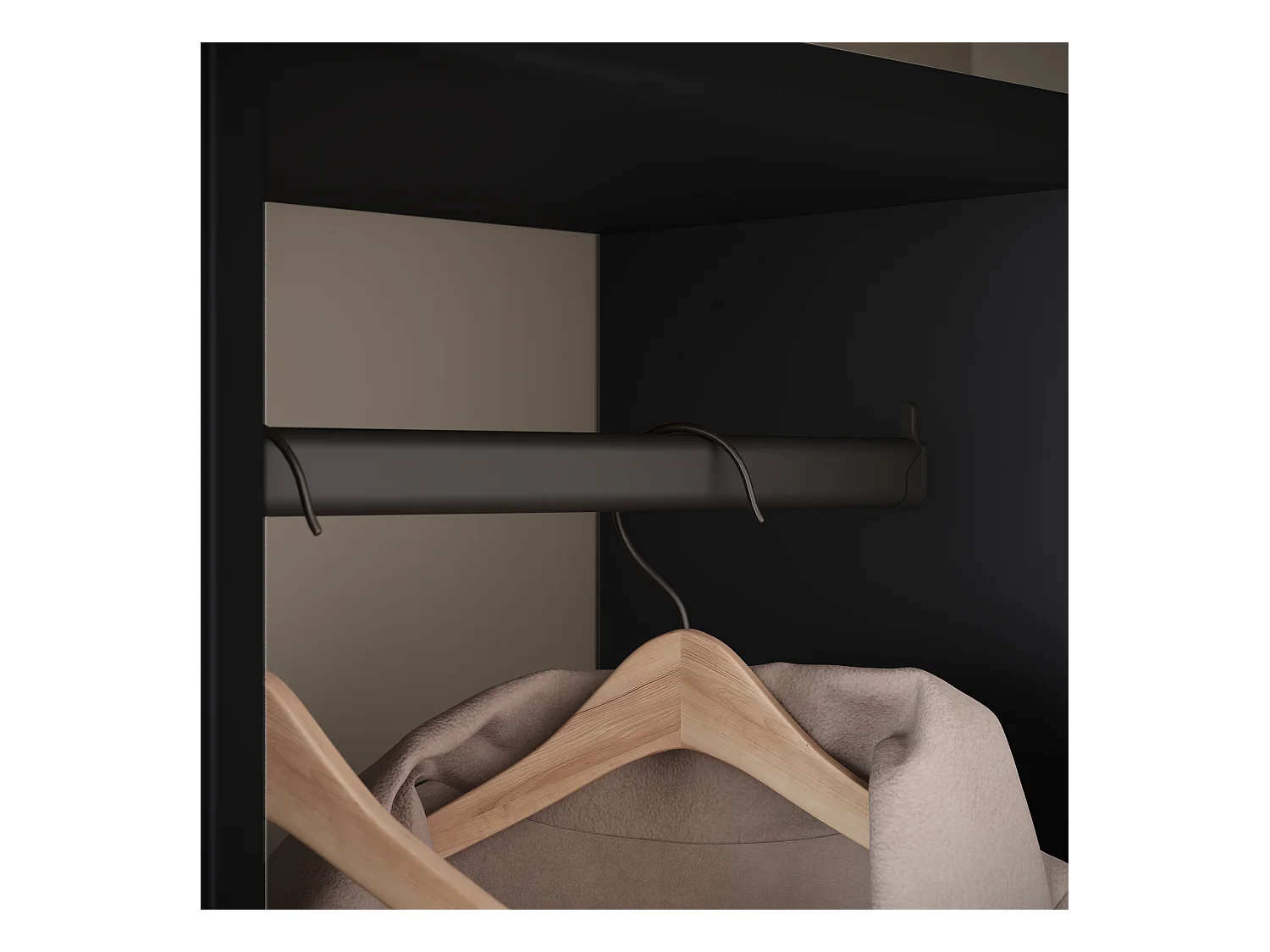 Nowoczesna garderoba 90 cm szafa do przedpokoju z lustrem półkami i drążkiem mat czarny grafit