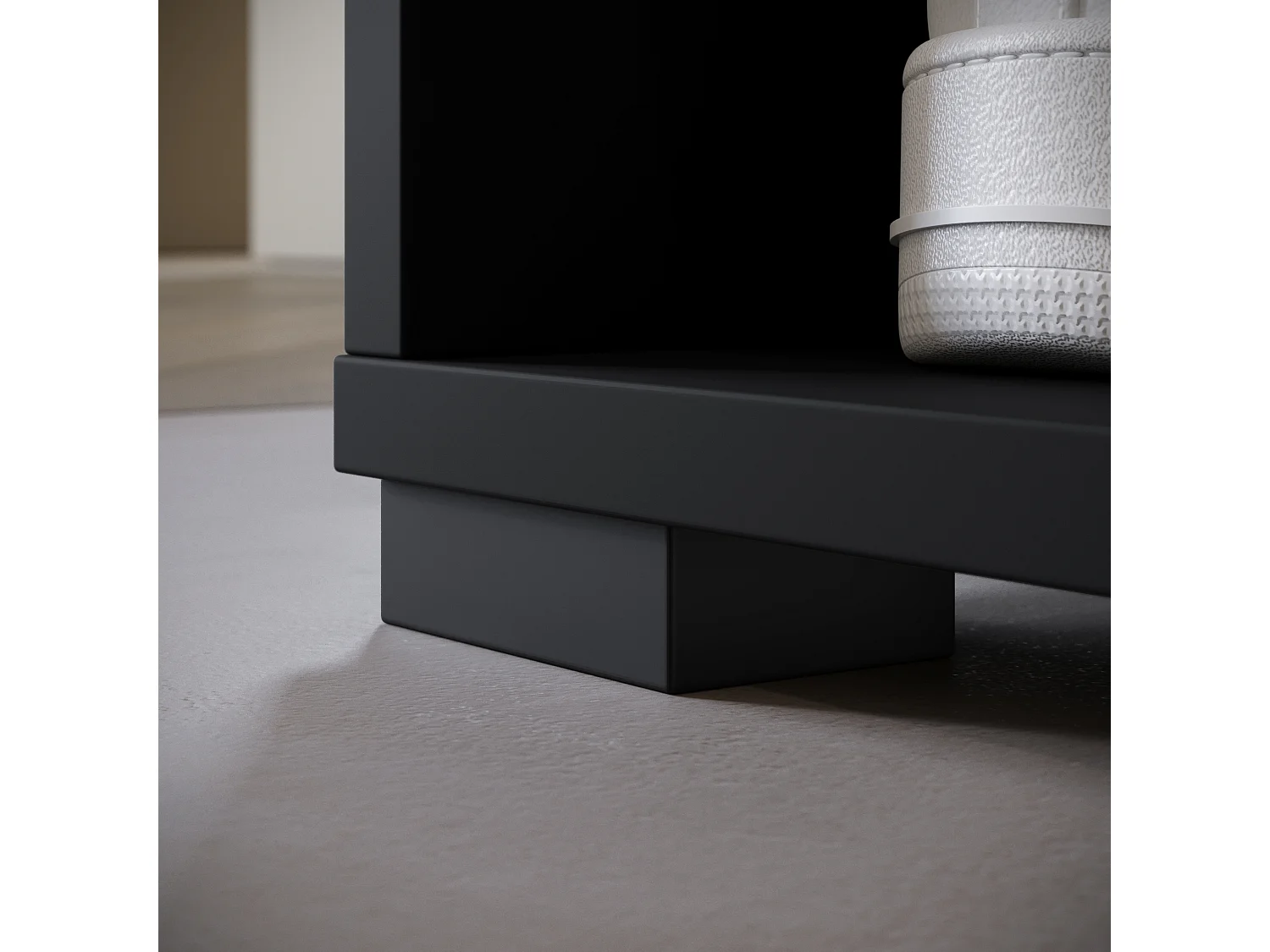 Armoire moderne 90 cm armoire dentrée avec miroir étagères et tringle mat graphite noir