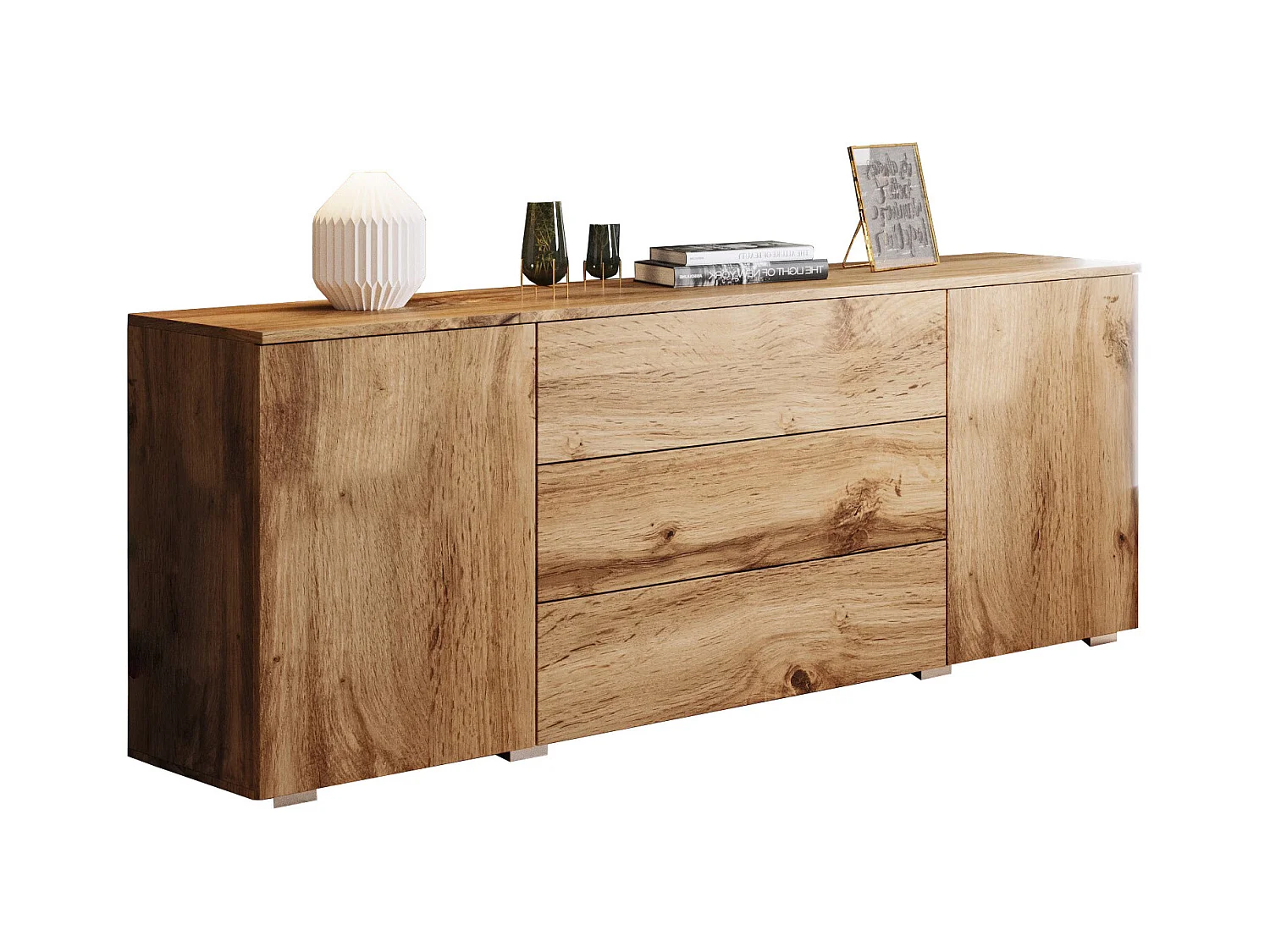 Komoda 150 cm mat do salonu – nowoczesna komoda z szufladami i szafkami wotan