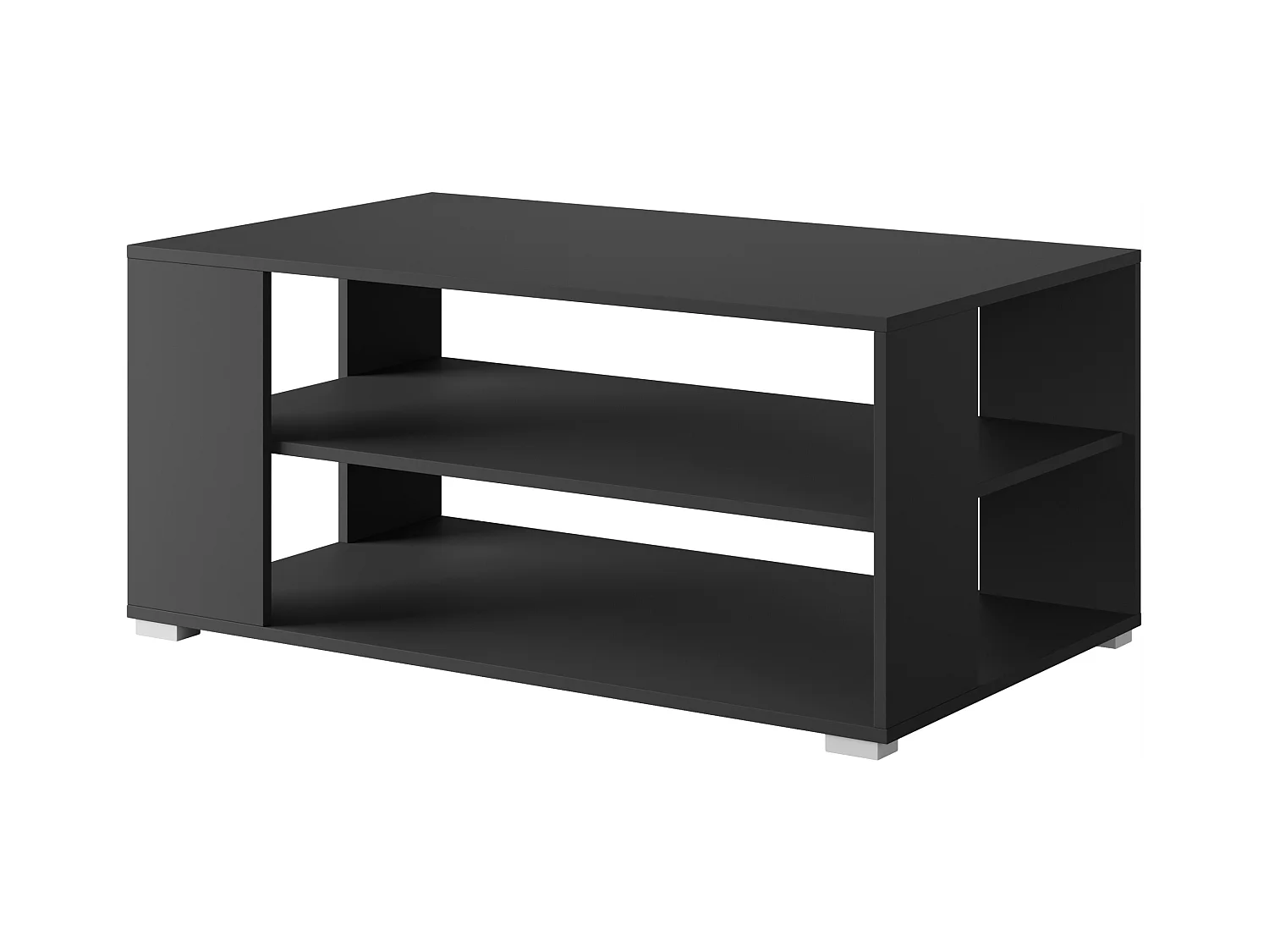 Moderne eenvoudige salontafel rechthoekig met 2 planken, 100 cm, zwart mat