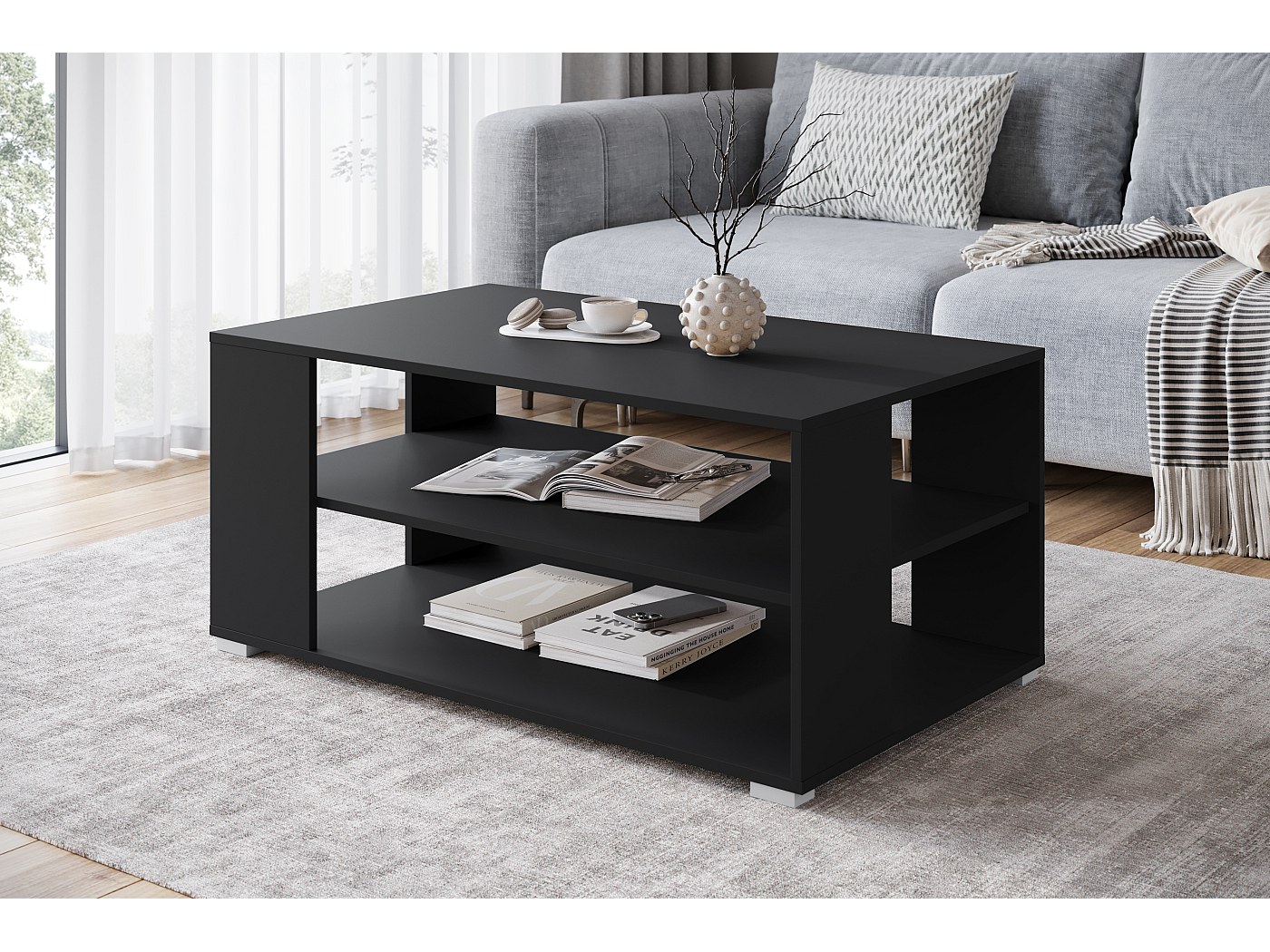 Table basse Dcalligari, Table basse de salon, Meuble de rangement bas