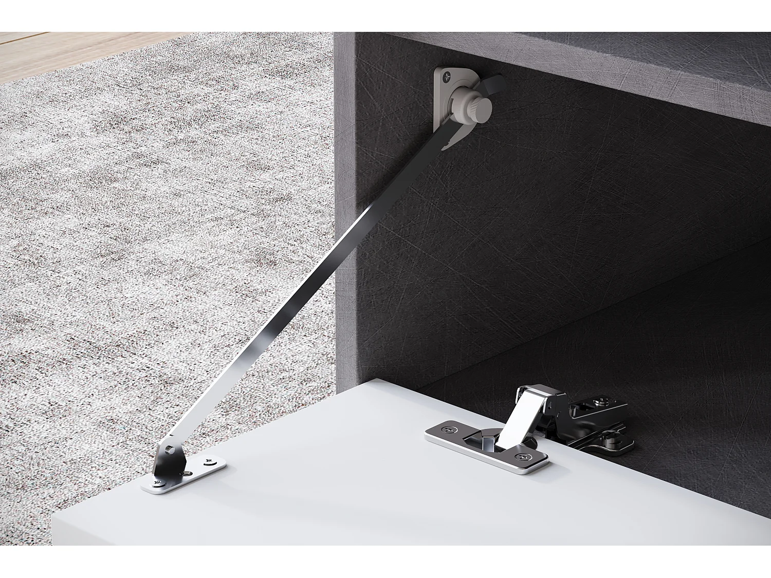 Nowoczesny stolik kawowy do salonu, prostokątny z półką i schowkiem, 90 cm, matera, biały