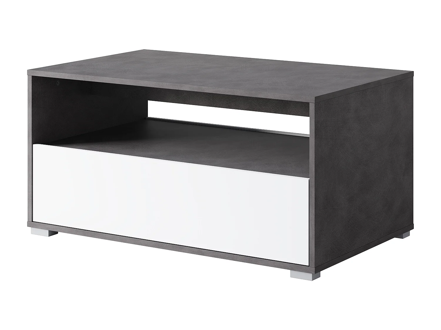 Table basse moderne rectangulaire avec étagère et compartiment, 90 cm, matera, blanc