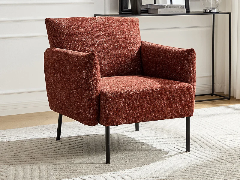 Fauteuil en tissu texturé terracotta GERALDIA
