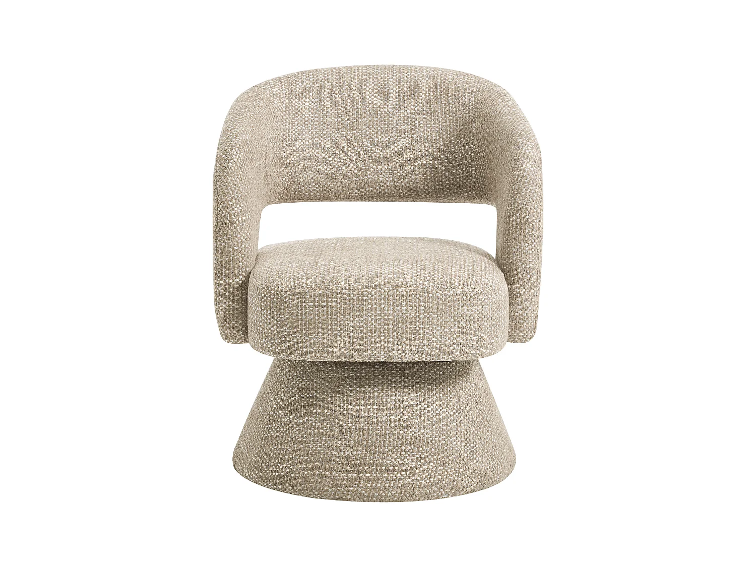 Fauteuil pivotant en tissu texturé beige NAROLIA
