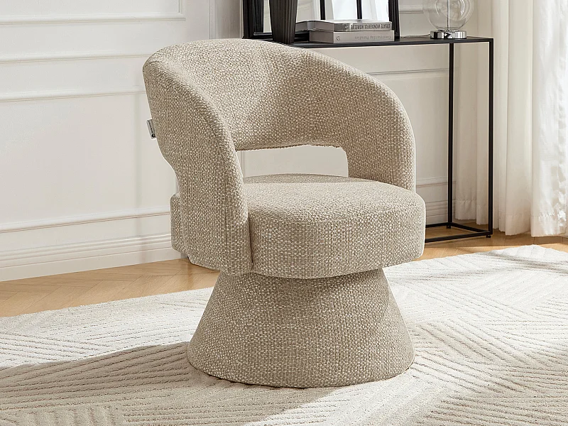 Drehbarer Sessel - Strukturstoff Beige - NAROLIA