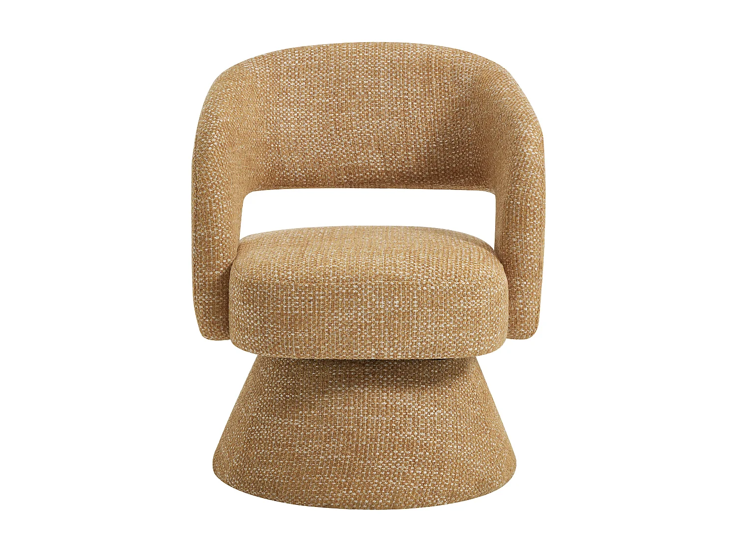 Fauteuil pivotant en tissu texturé jaune moutarde NAROLIA