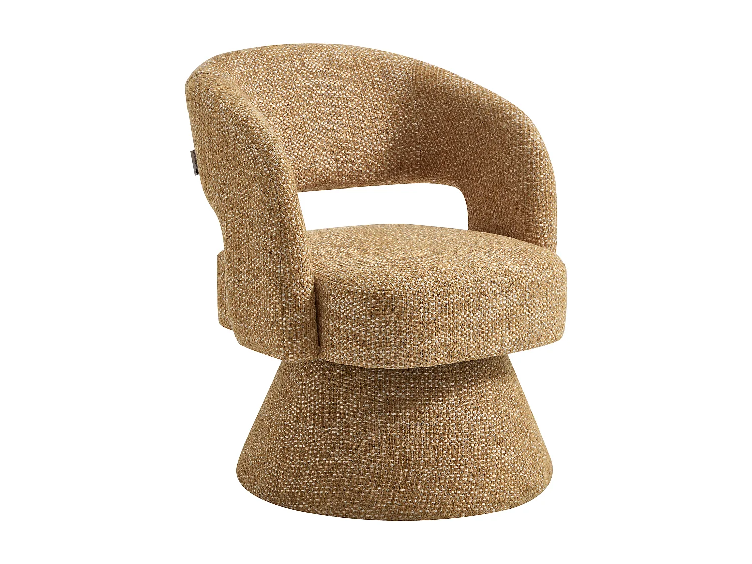 Fauteuil pivotant en tissu texturé jaune moutarde NAROLIA