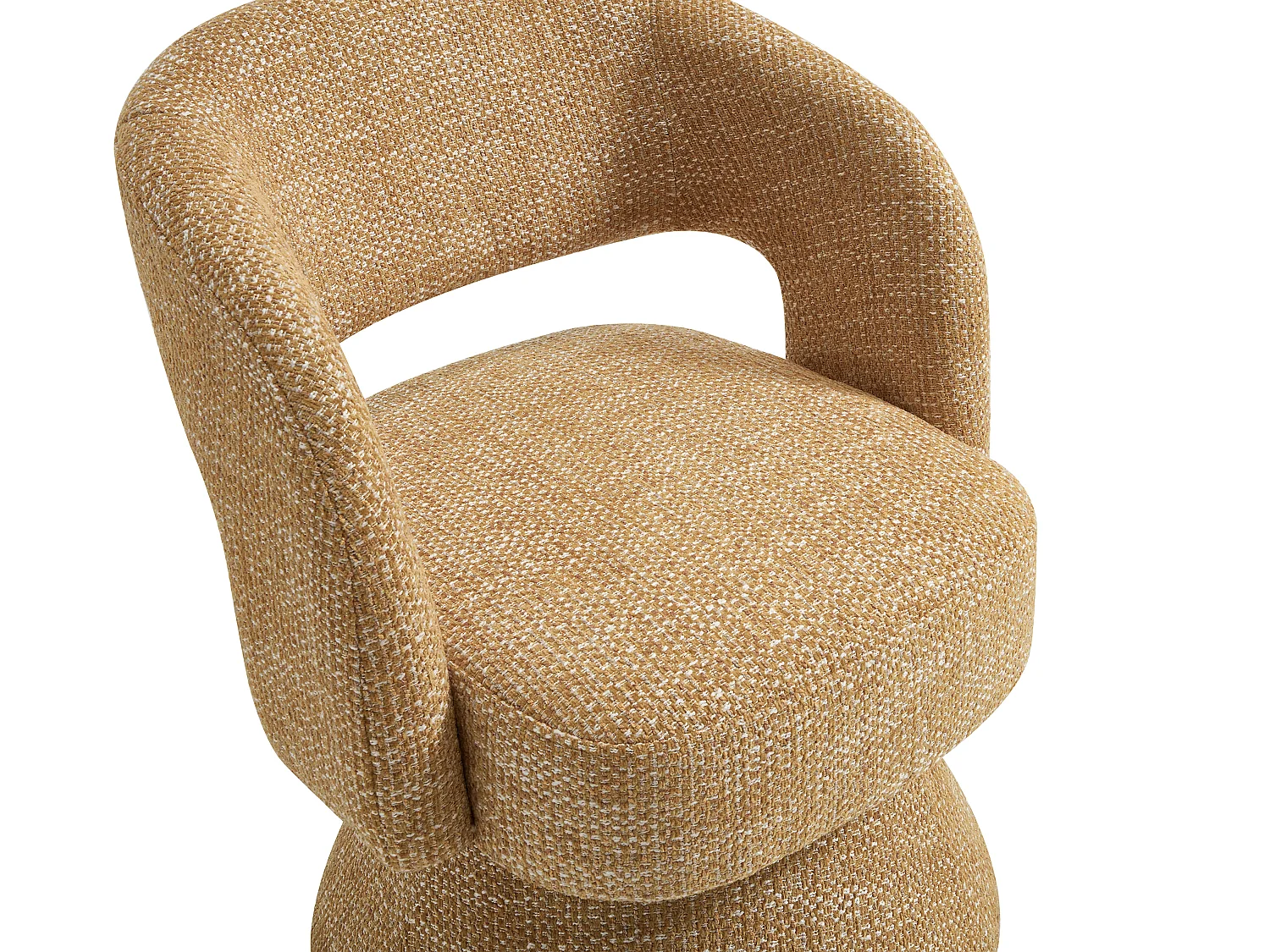 Fauteuil pivotant en tissu texturé jaune moutarde NAROLIA de Maison Céphy