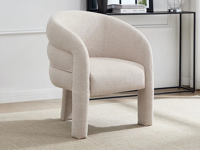 Fauteuil en tissu texturé beige ZELUVA