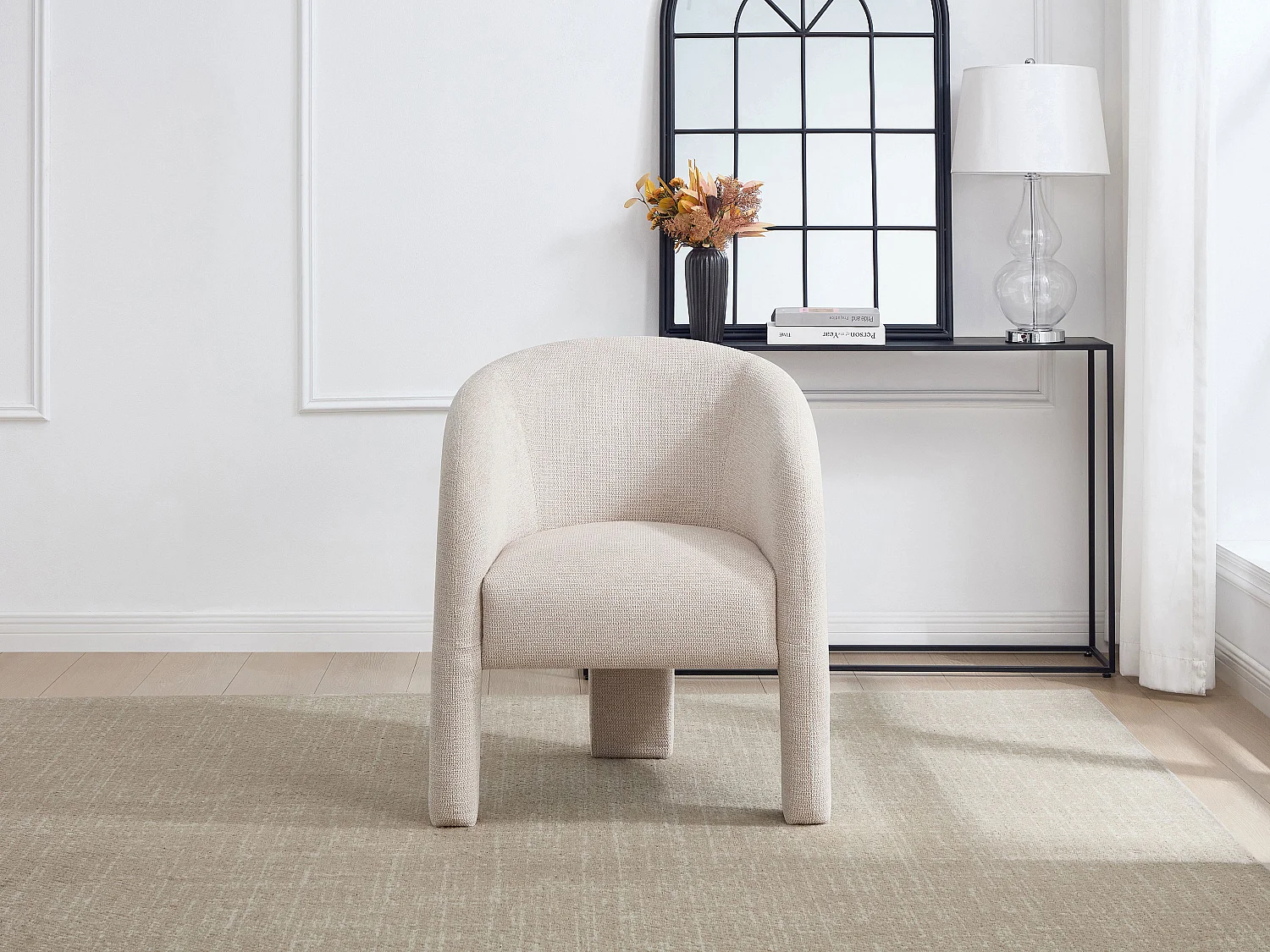 Teksturert beige stoffstol ZELUVA