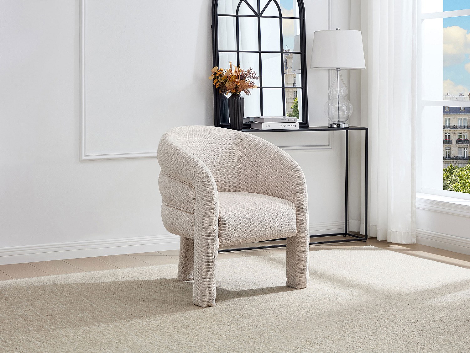Sessel - Stoff - Beige strukturiert - ZELUVA von Maison Céphy