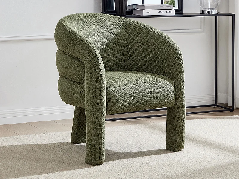 Fauteuil in groene  getextureerde stof  - ZELUVA