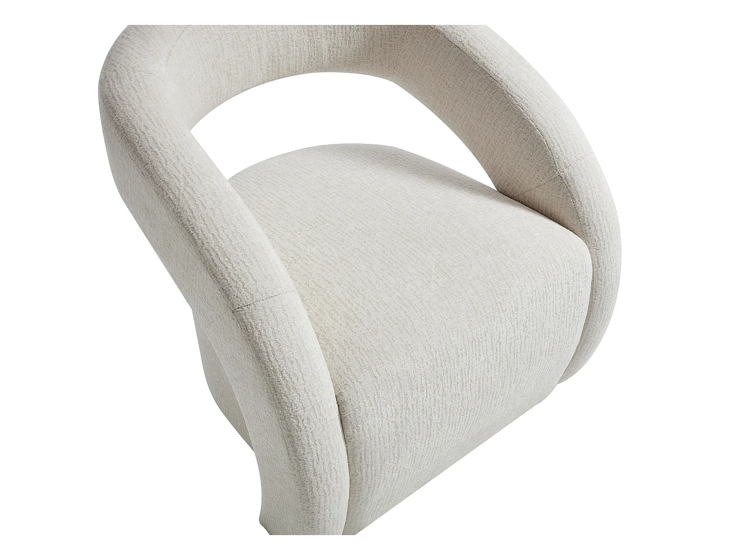Fauteuil en tissu chenille beige LUCIOTA