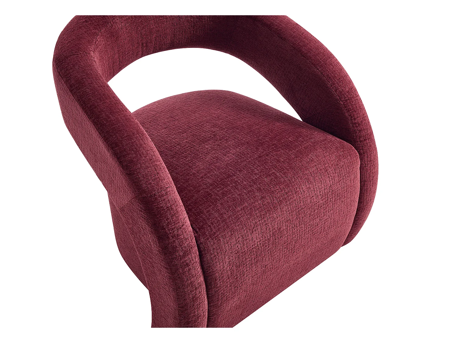Fauteuil en tissu chenille bordeaux LUCIOTA