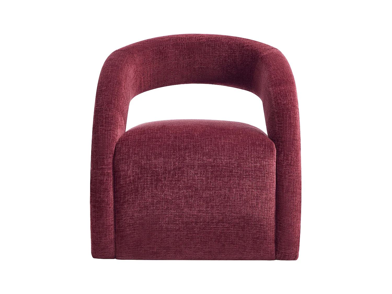 Fauteuil en tissu chenille bordeaux LUCIOTA