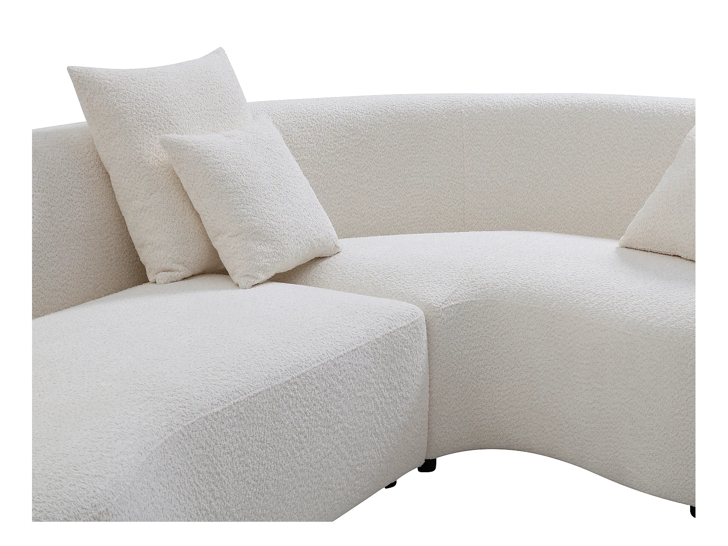 Canapé d'angle droit en tissu bouclette blanc LAPIOTA de Maison Céphy