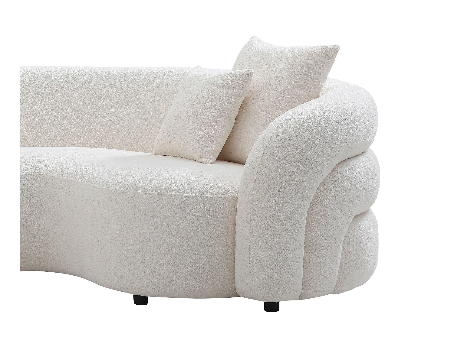 Canapé d'angle droit en tissu bouclette blanc LAPIOTA de Maison Céphy