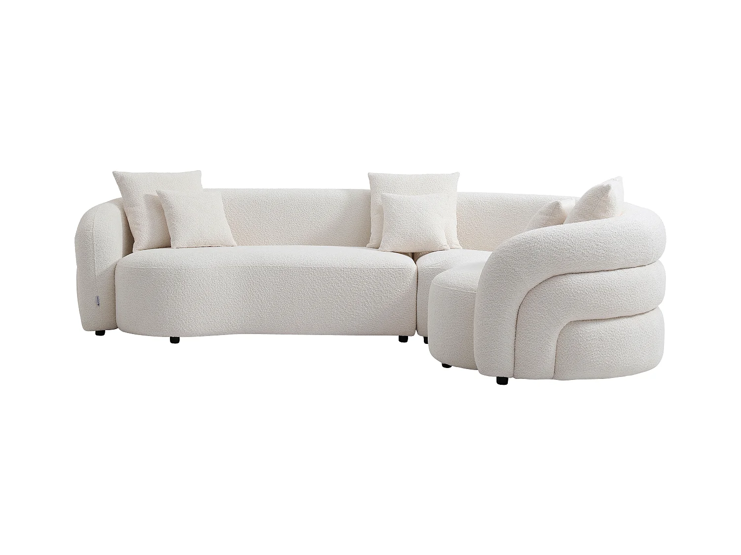 Canapé d'angle droit en tissu bouclette blanc LAPIOTA de Maison Céphy