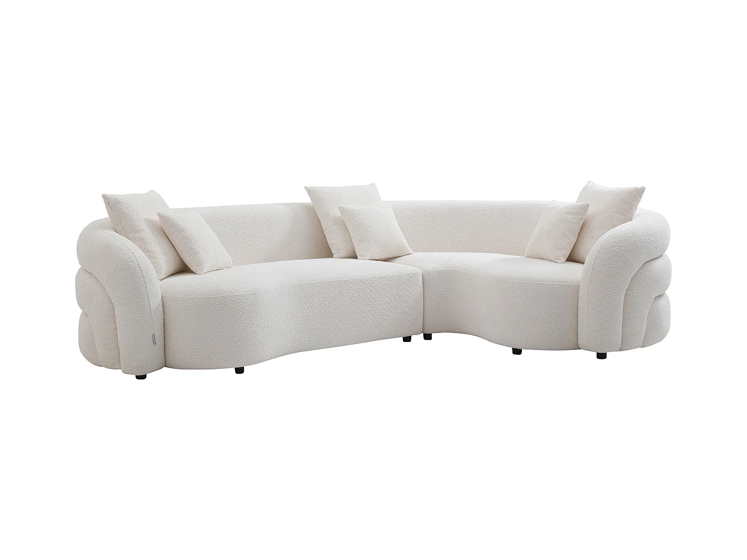 Canapé d'angle droit en tissu bouclette blanc LAPIOTA de Maison Céphy