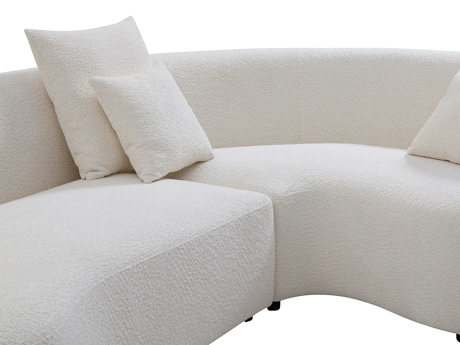 Canapé d'angle droit en tissu bouclette blanc LAPIOTA de Maison Céphy