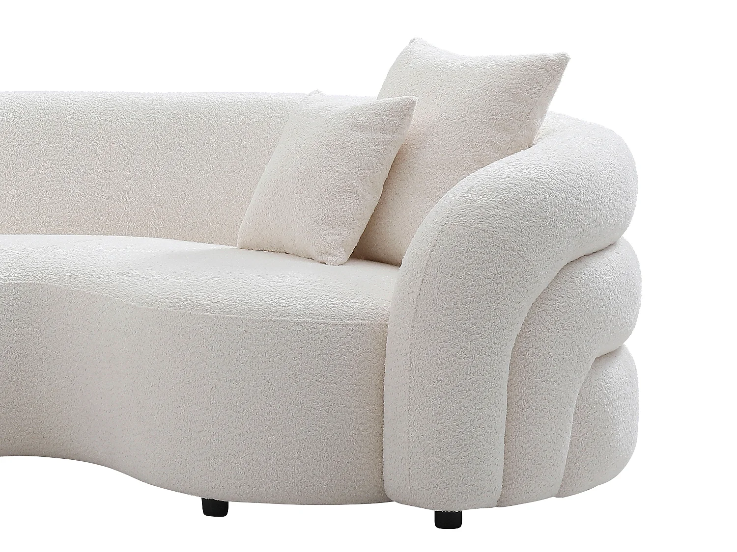 Canapé d'angle droit en tissu bouclette blanc LAPIOTA de Maison Céphy