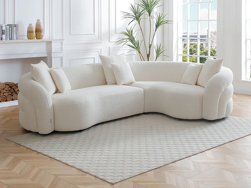 Ecksofa rechts - Stoff - Weiß - LAPIOTA von Maison Céphy