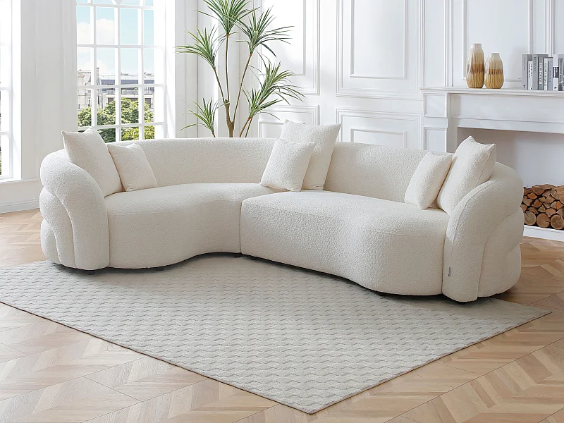 Ecksofa links - Stoff - Weiß - LAPIOTA von Maison Céphy