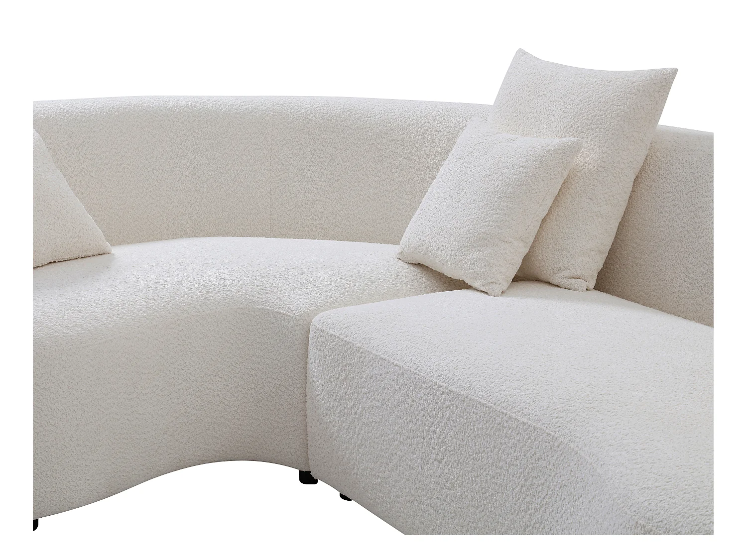 Canapé d'angle gauche en tissu bouclette blanc LAPIOTA de Maison Céphy