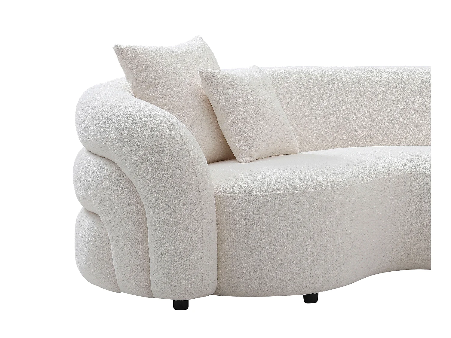 Canapé d'angle gauche en tissu bouclette blanc LAPIOTA de Maison Céphy