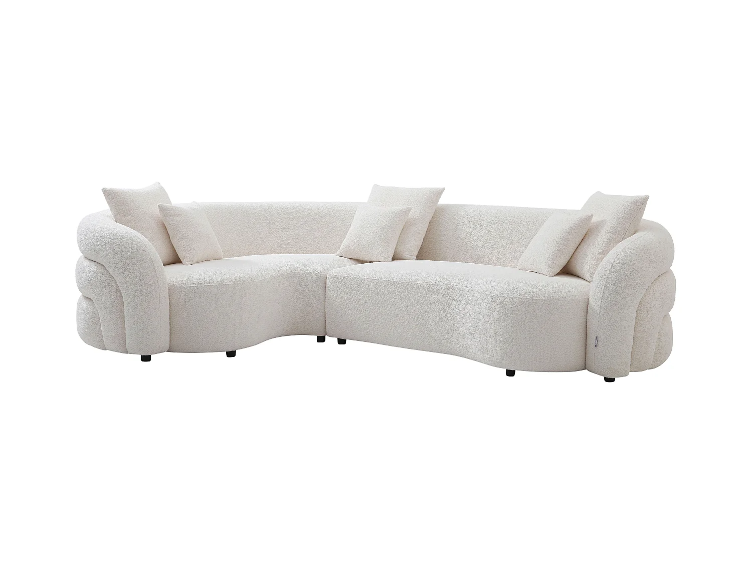 Canapé d'angle gauche en tissu bouclette blanc LAPIOTA de Maison Céphy