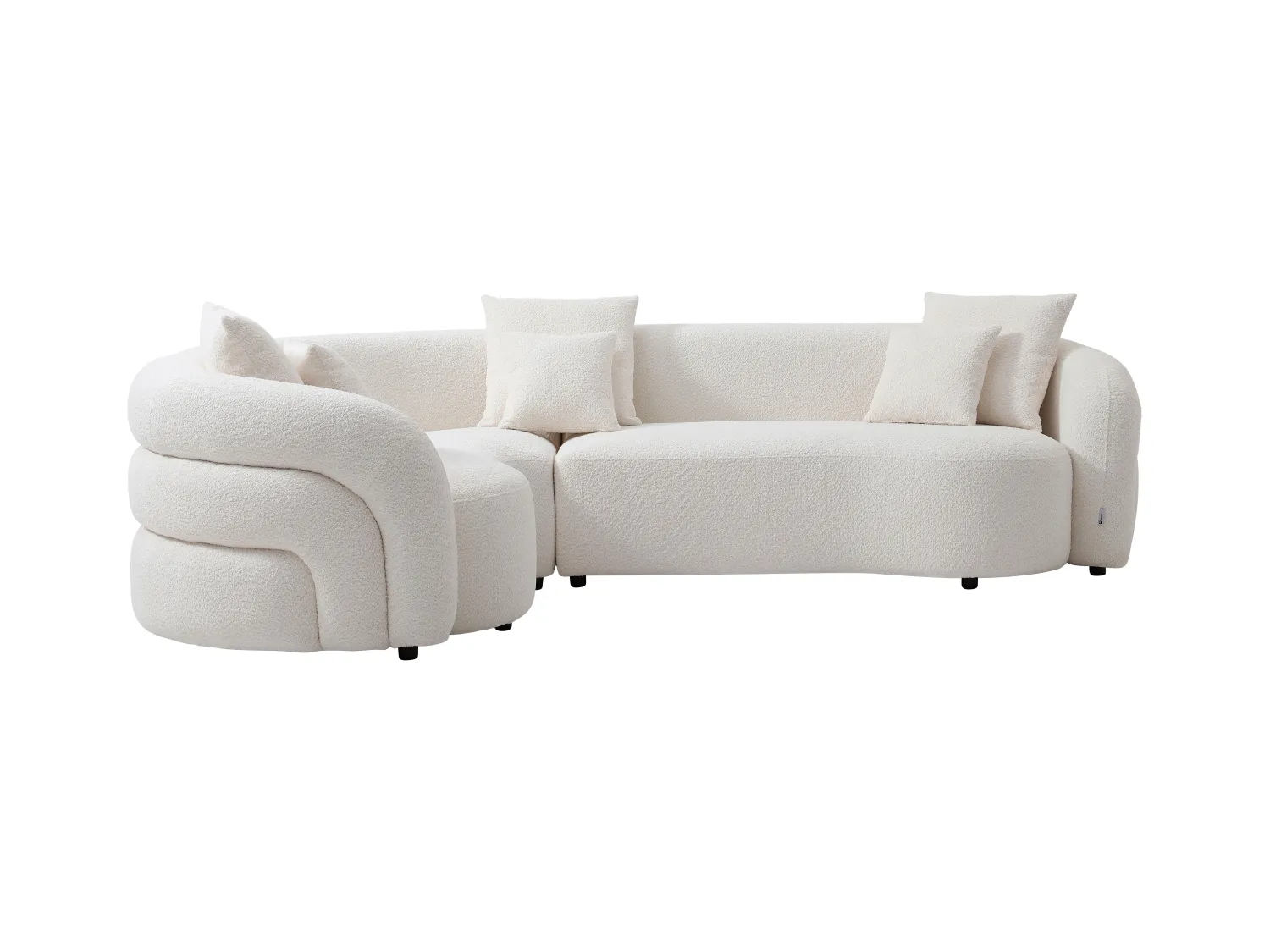Canapé d'angle gauche en tissu bouclette blanc LAPIOTA de Maison Céphy