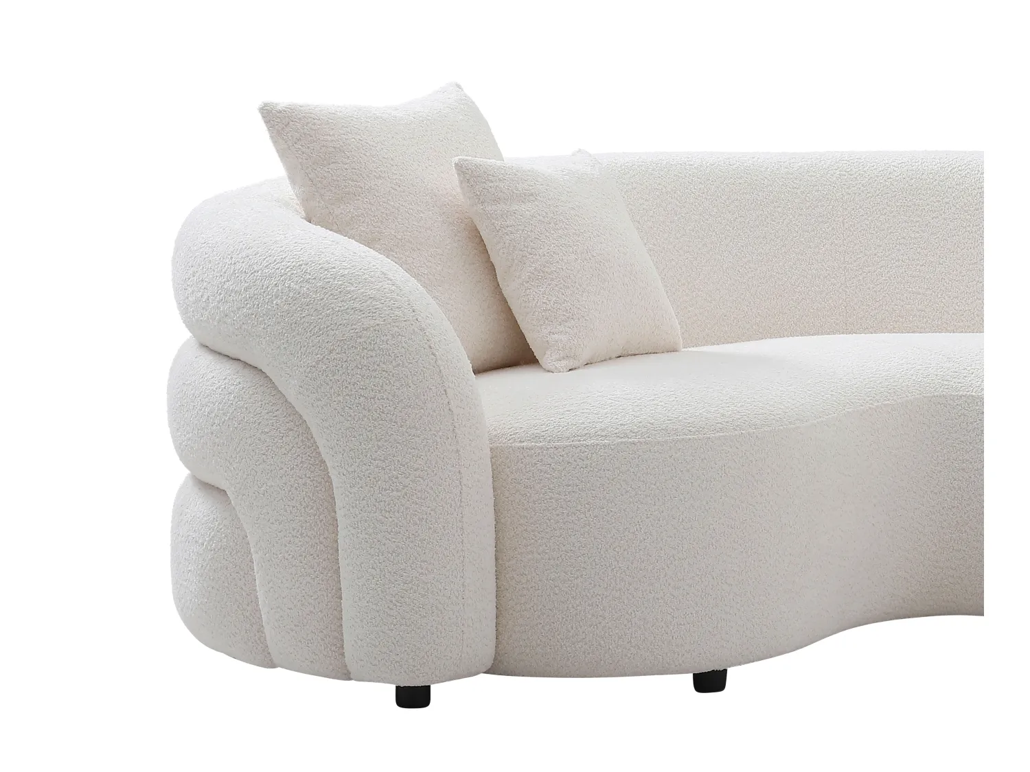 Canapé d'angle gauche en tissu bouclette blanc LAPIOTA de Maison Céphy