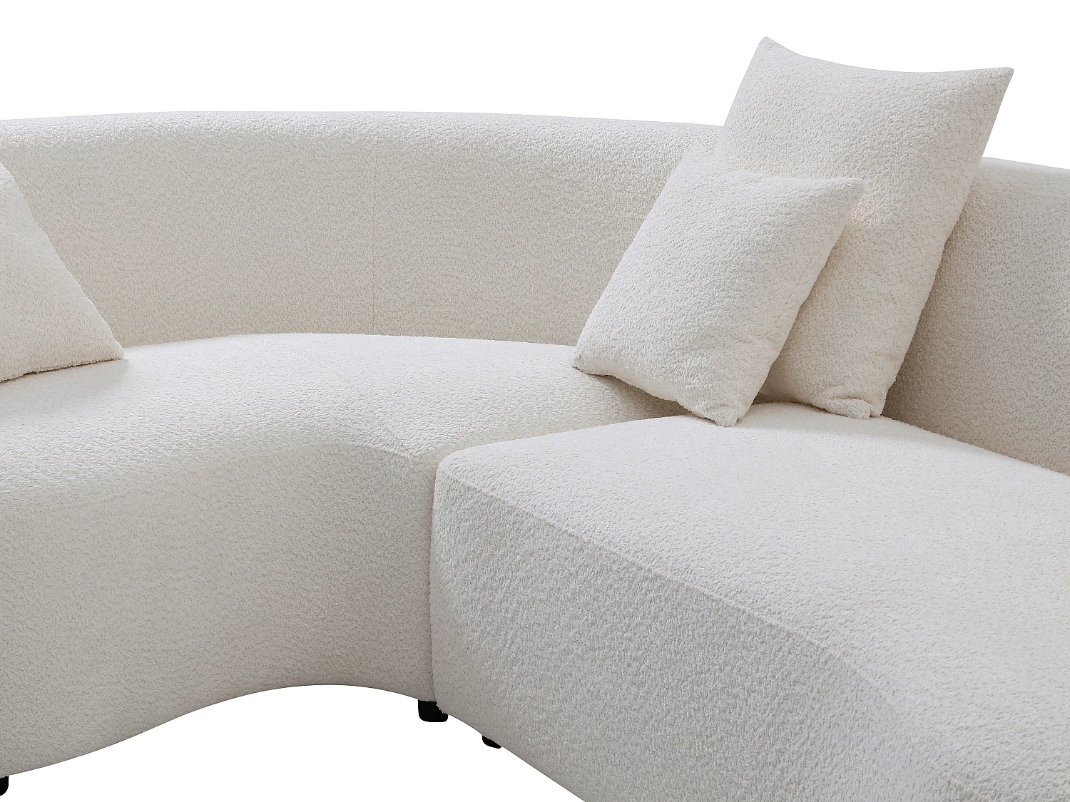 Canapé d'angle gauche en tissu bouclette blanc LAPIOTA de Maison Céphy