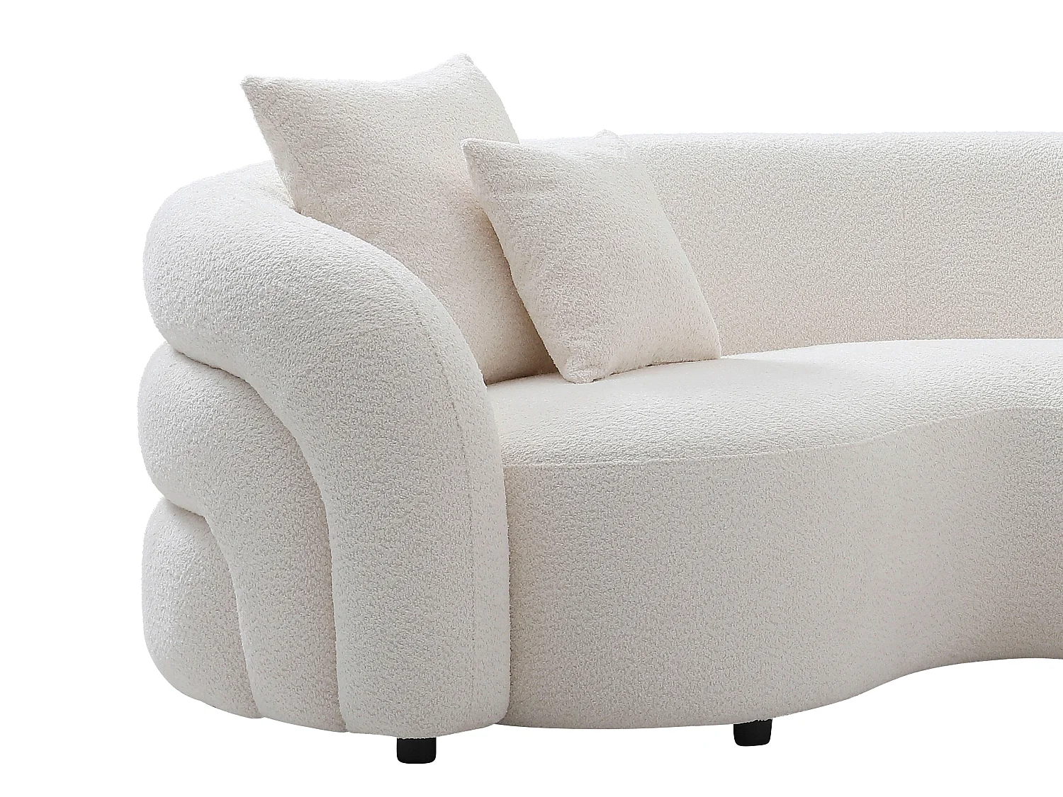 Canapé d'angle gauche en tissu bouclette blanc LAPIOTA de Maison Céphy