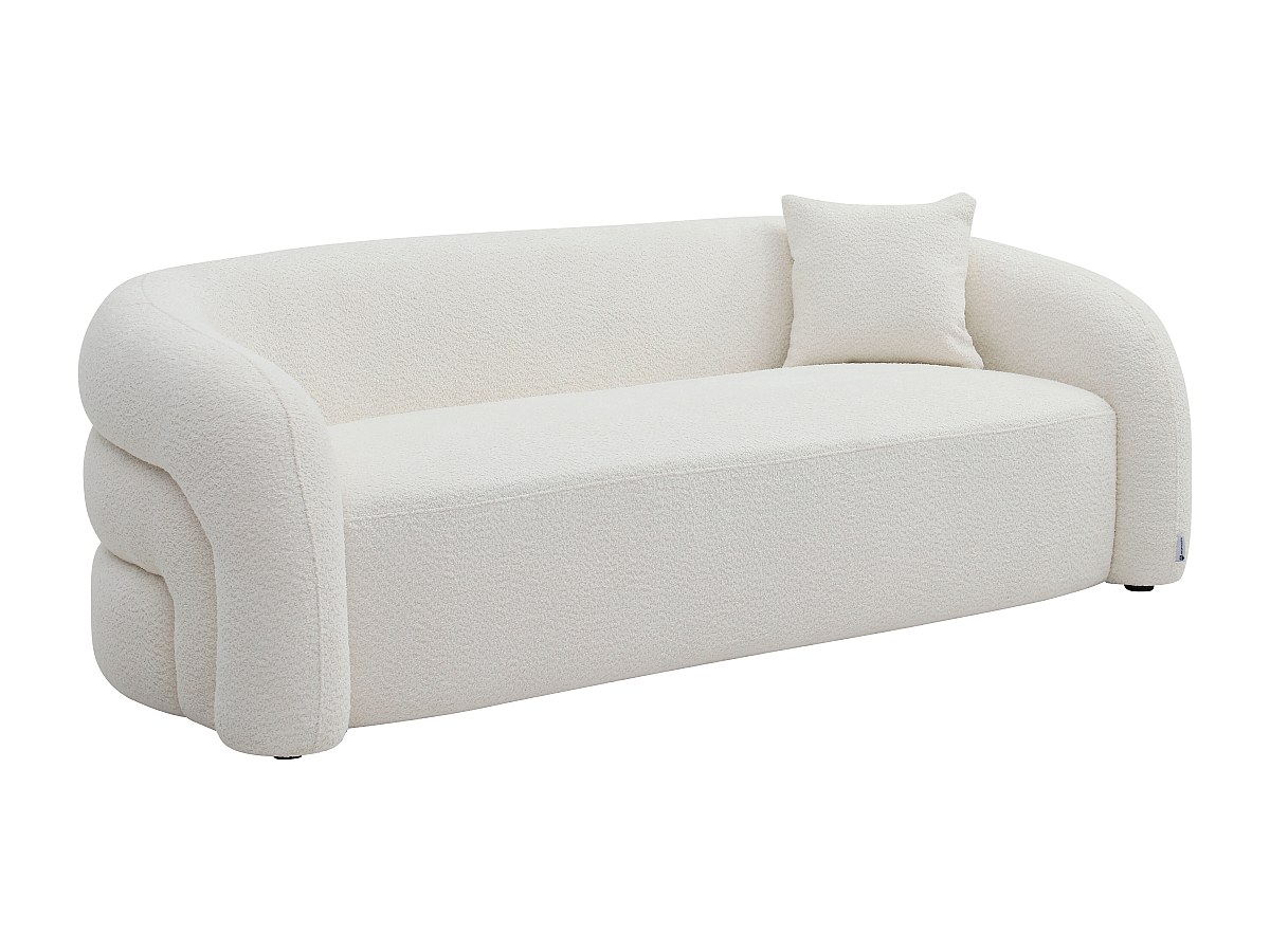 Sofa 3-Sitzer - Bouclé Stoff Weiß - LAPIOTA von Maison Céphy günstig online kaufen