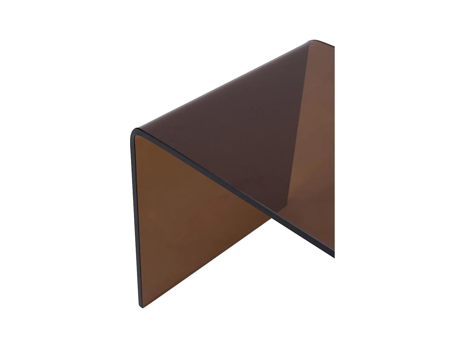 Lot de 2 tables de chevet - Verre trempé courbé - Brun - SUZANA