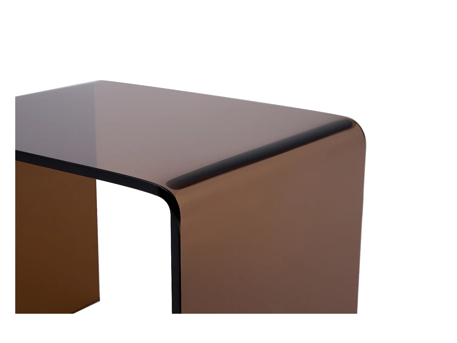 Lot de 2 tables de chevet - Verre trempé courbé - Brun - SUZANA