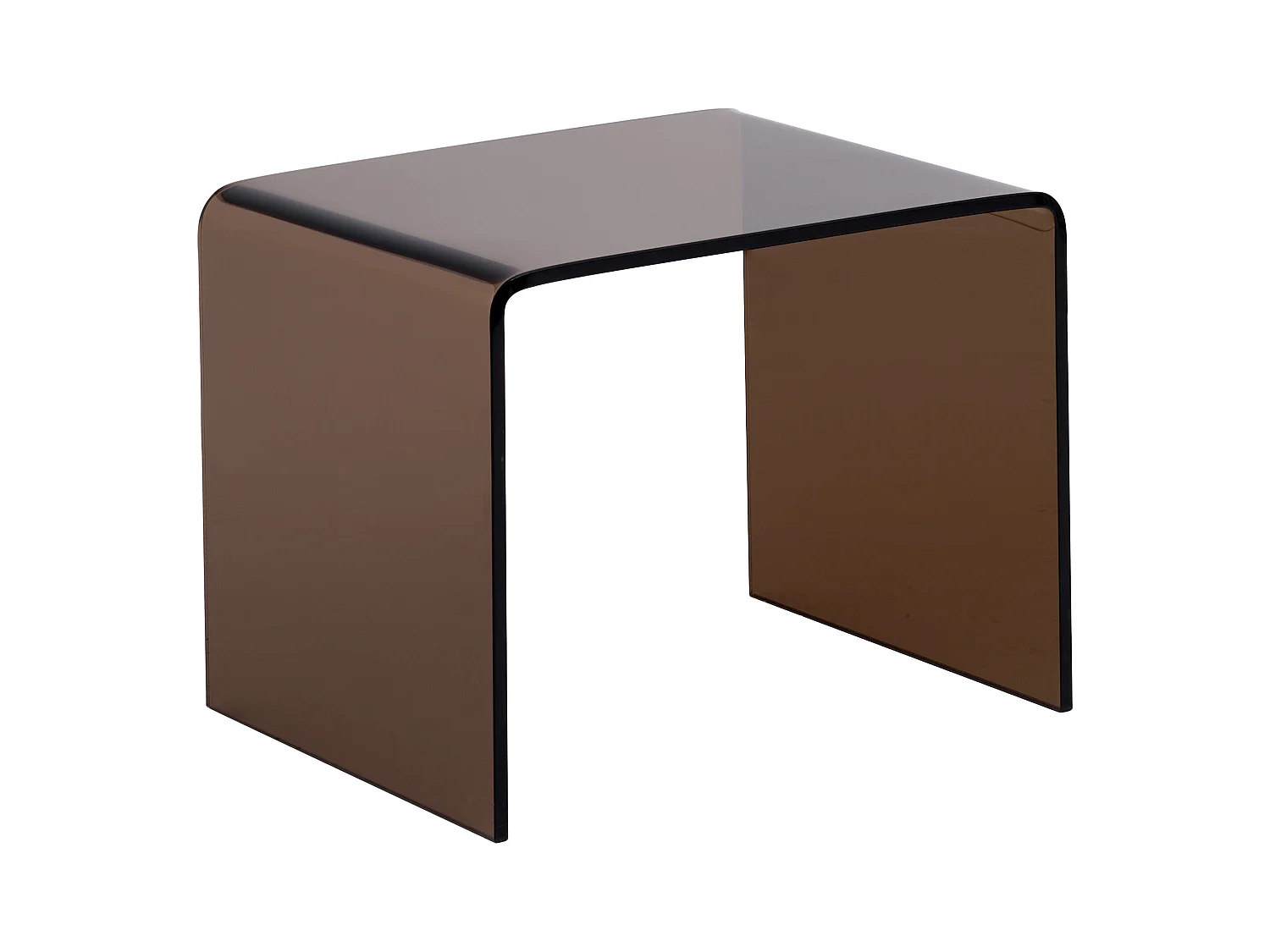 Lot de 2 tables de chevet - Verre trempé courbé - Brun - SUZANA