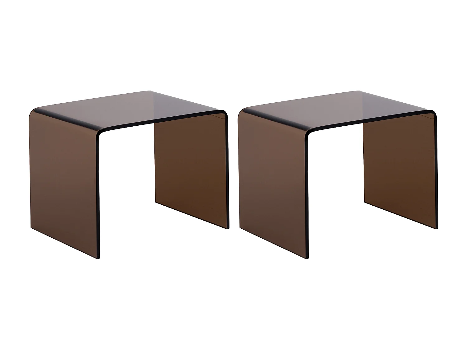 Set med 2 nattduksbord - Böjt härdat glas - Brun - SUZANA