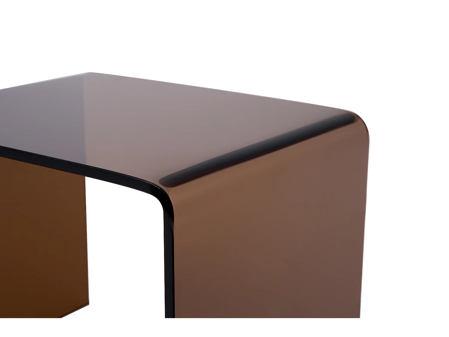 Set med 2 nattduksbord - Böjt härdat glas - Brun - SUZANA