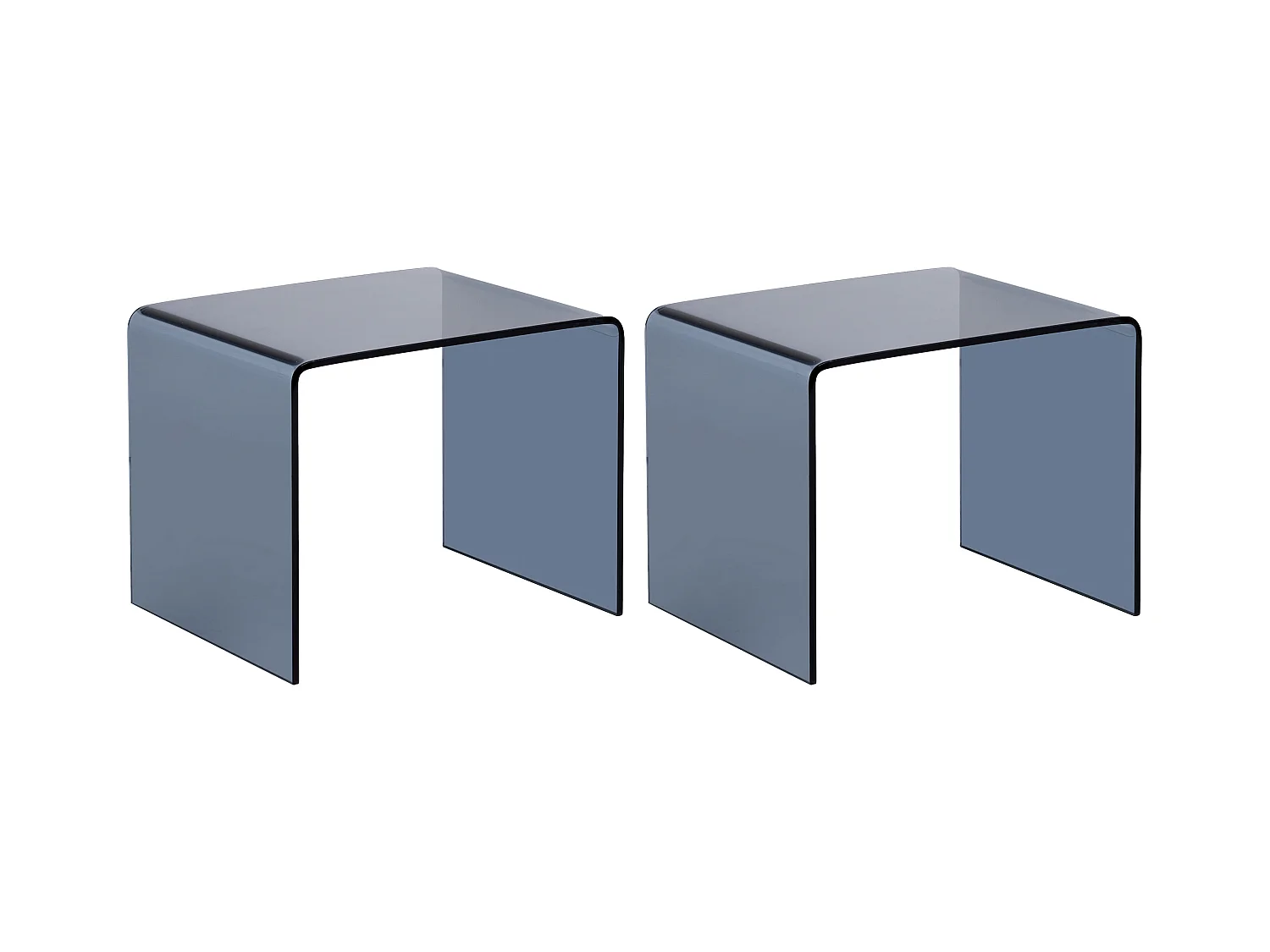 Comodino Vetro temperato curvo e fumé - Lotto di 2 - SUZANA