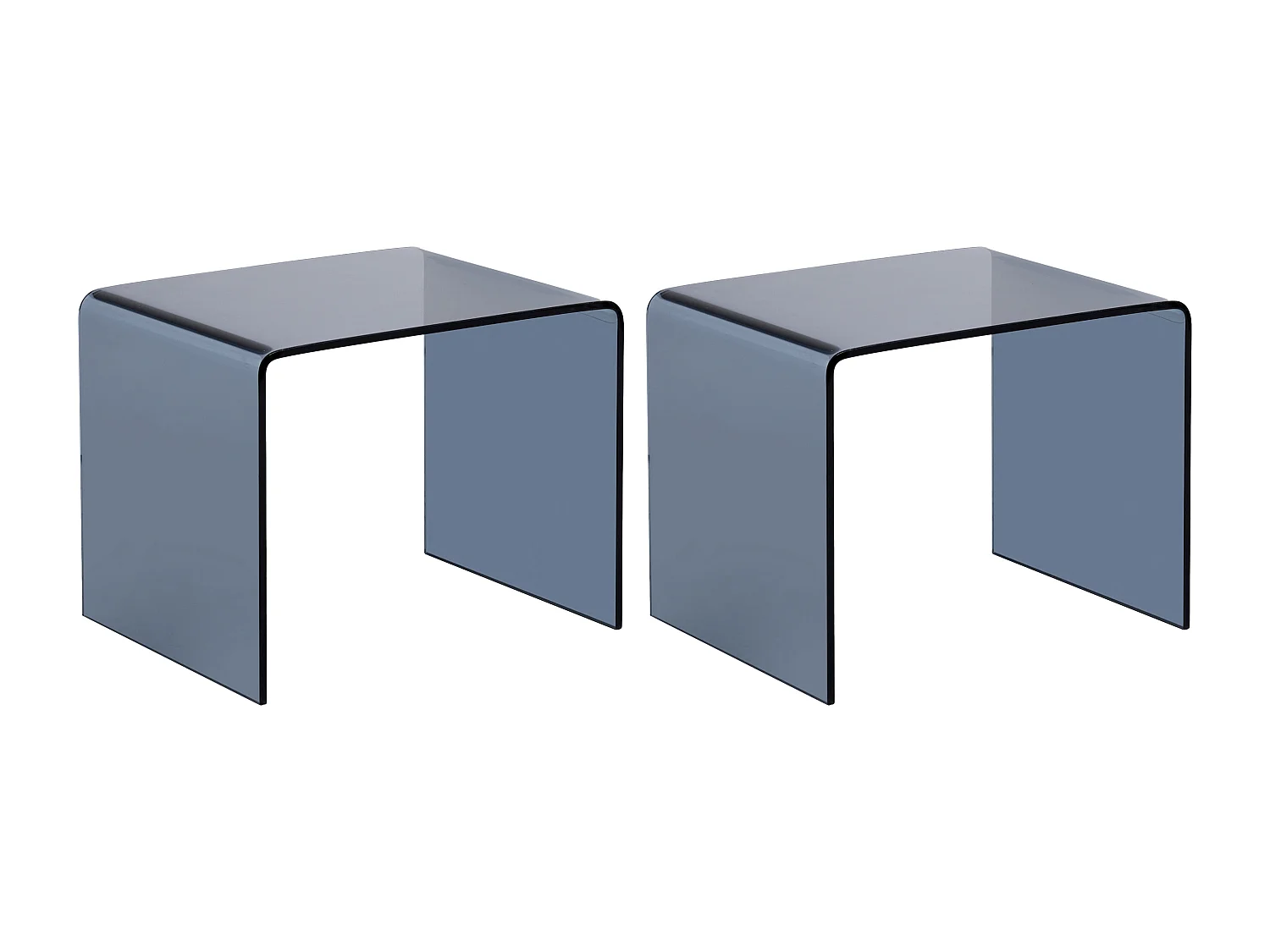 Lot de 2 tables de chevet - Verre trempé courbé et fumé - SUZANA